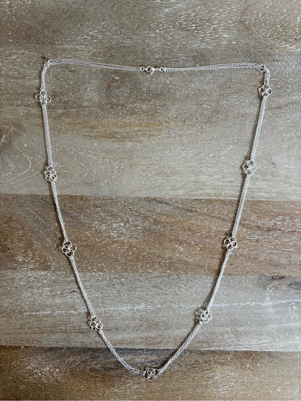 Delicate Silver Floral Link Necklace - Women Jewelry